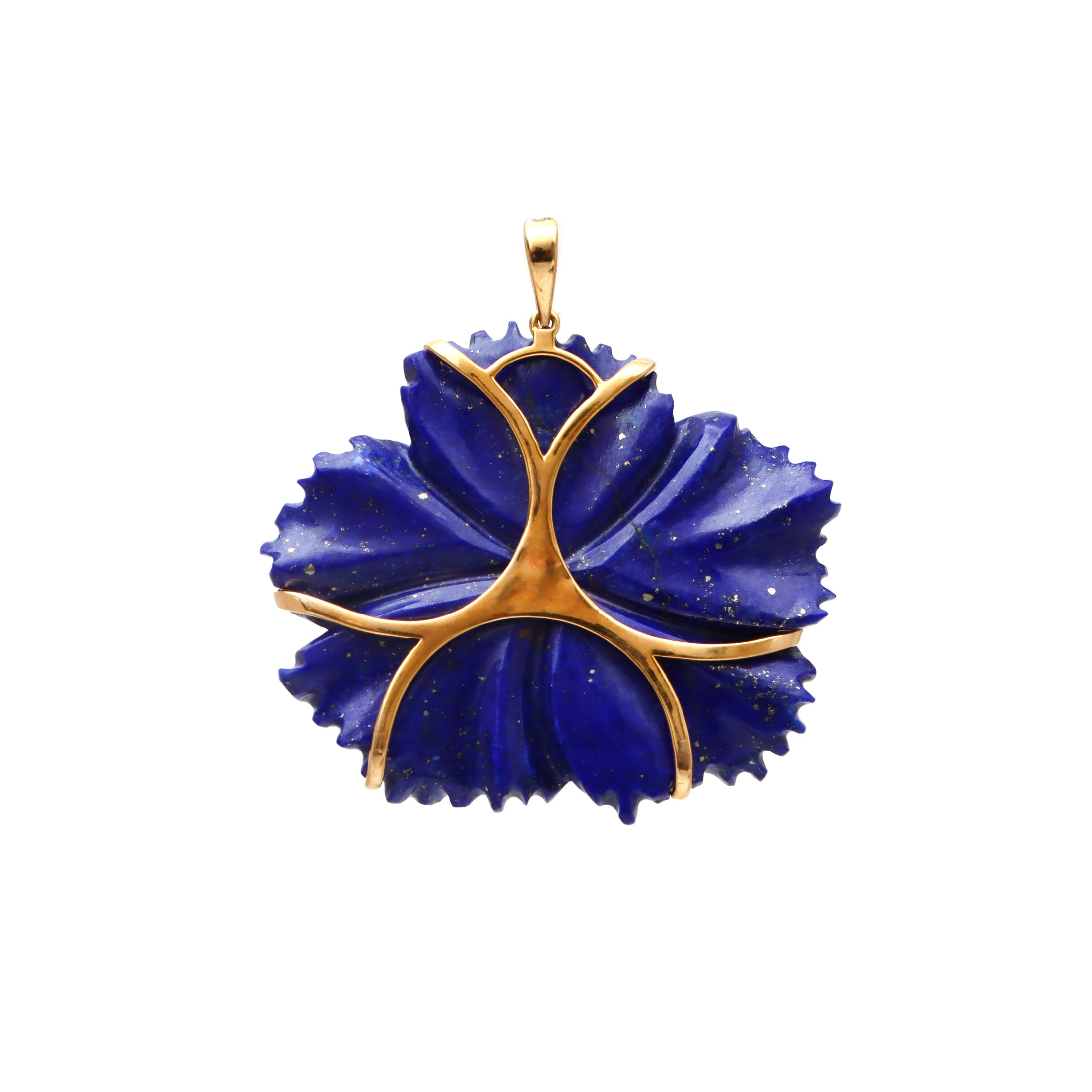 Natural Lapis and Turquoise 18K gold pendant top view - NFJSD-1703