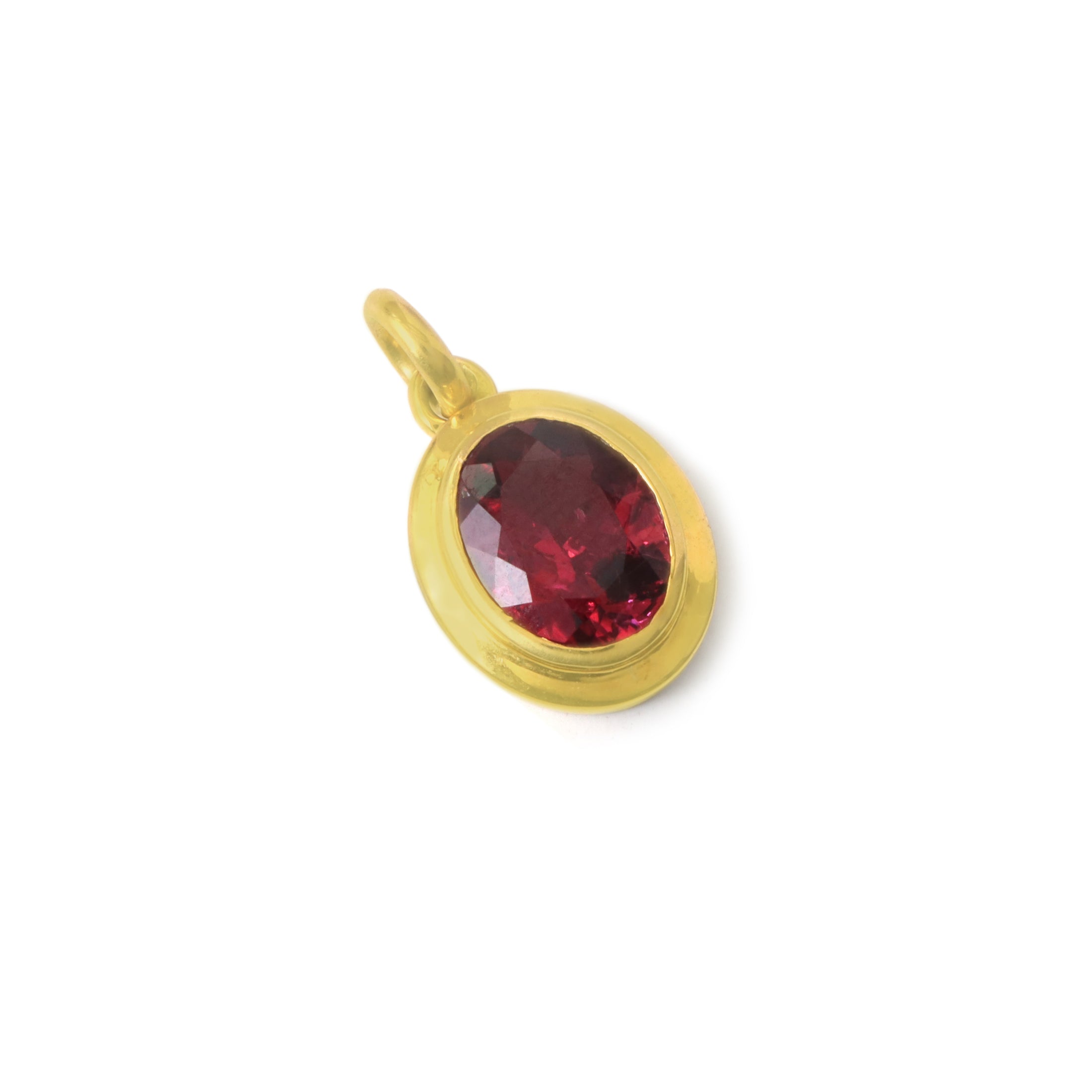 Natural Tourmaline 14K gold pendant back view - NFJSD-1529