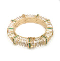 Load image into Gallery viewer, Natural Emerald Round Cuts and Crystal Quartz Fancy Carving 14K gold bangle side angle - NFJSD-1060
