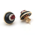 Load image into Gallery viewer, Natural Black Onyx Oval Frame and Tourmaline Oval Cut 14K gold earrings top view - NFJSD-1016
