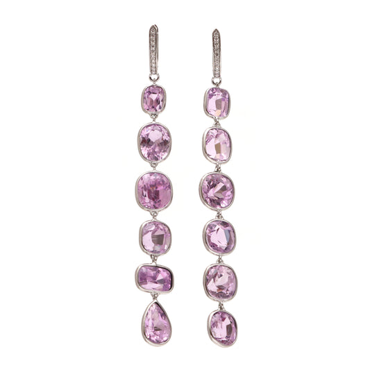 Natural Kunzite 18K gold earrings front view - NFJSD-1663
