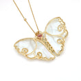 Load image into Gallery viewer, Natural MOP Carving and Tourmaline 18K gold necklace on-hand view - NFJSD-1743
