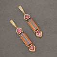 Load image into Gallery viewer, Natural Pink Tourmaline and Tourmaline 18K gold earrings back view - NFJSD-1571
