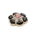 Load image into Gallery viewer, Natural Tourmaline Oval Cut and Black Onyx Leaf 14K gold pendant close-up detail - NFJSD-1243
