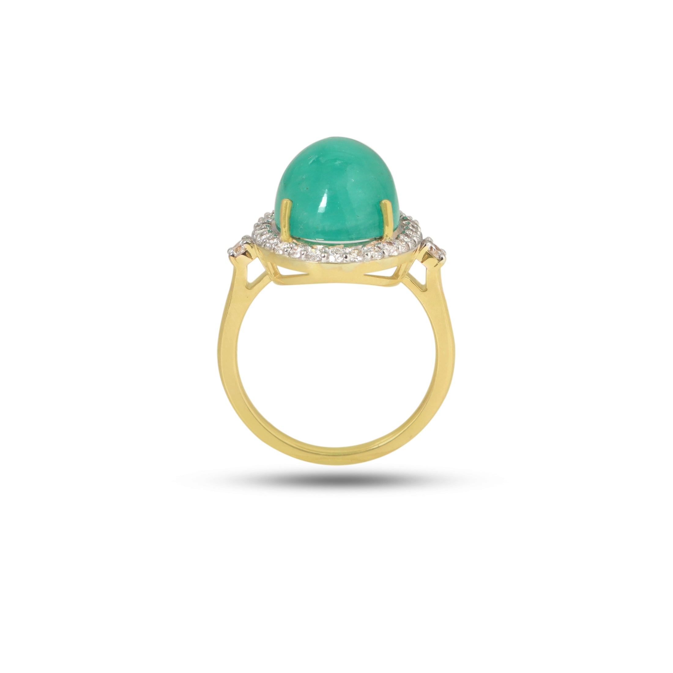 Natural Emerald 18K gold ring side angle - NFJSD-1927