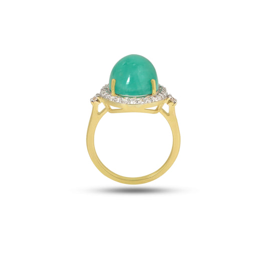 Natural Emerald 18K gold ring side angle - NFJSD-1927