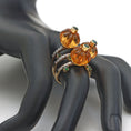 Load image into Gallery viewer, Natural Citrine CArving Balls and Green Tourmaline 14K gold ring back view - NFJSD-1034
