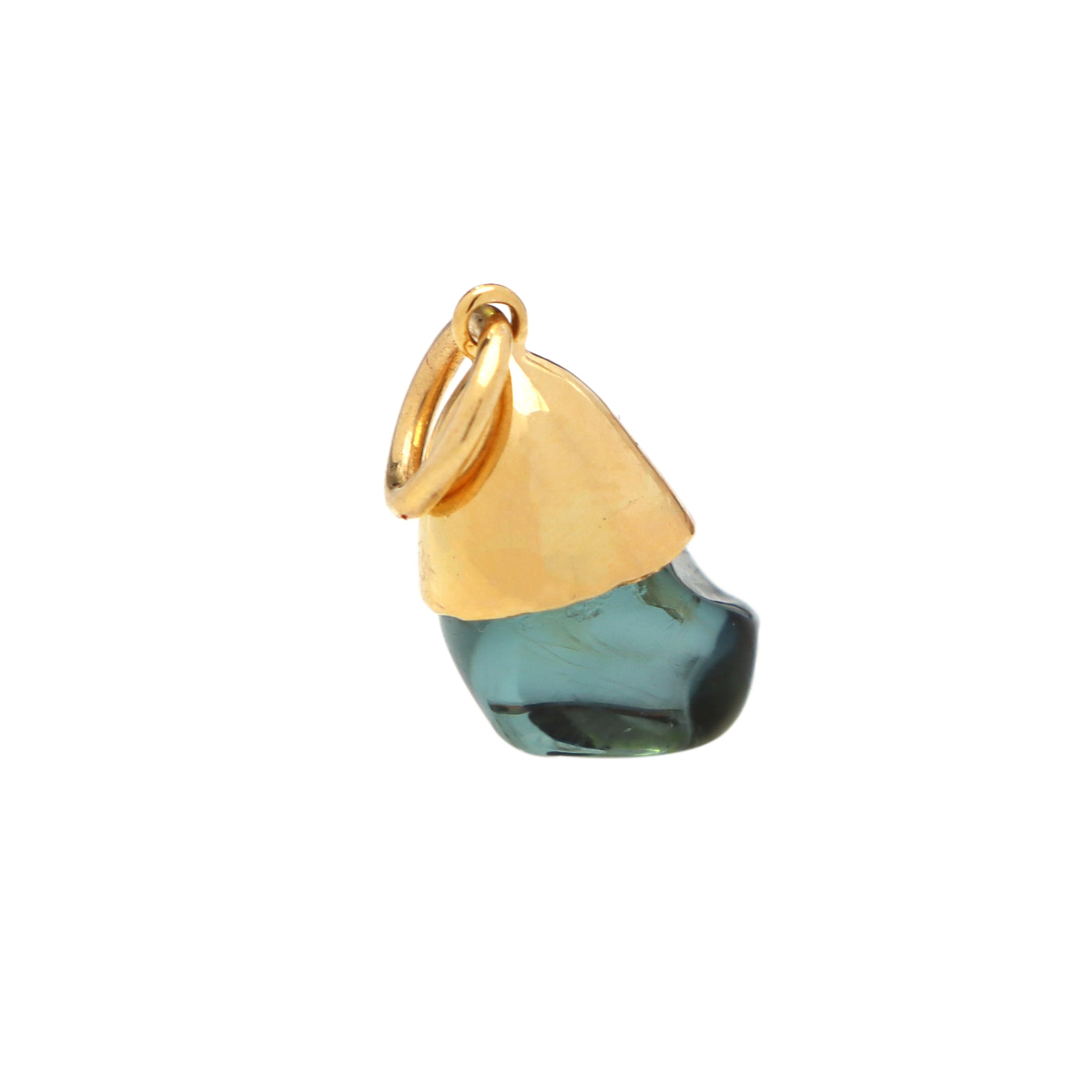 Natural Tourmaline 18K gold pendant front view - NFJSD-1484
