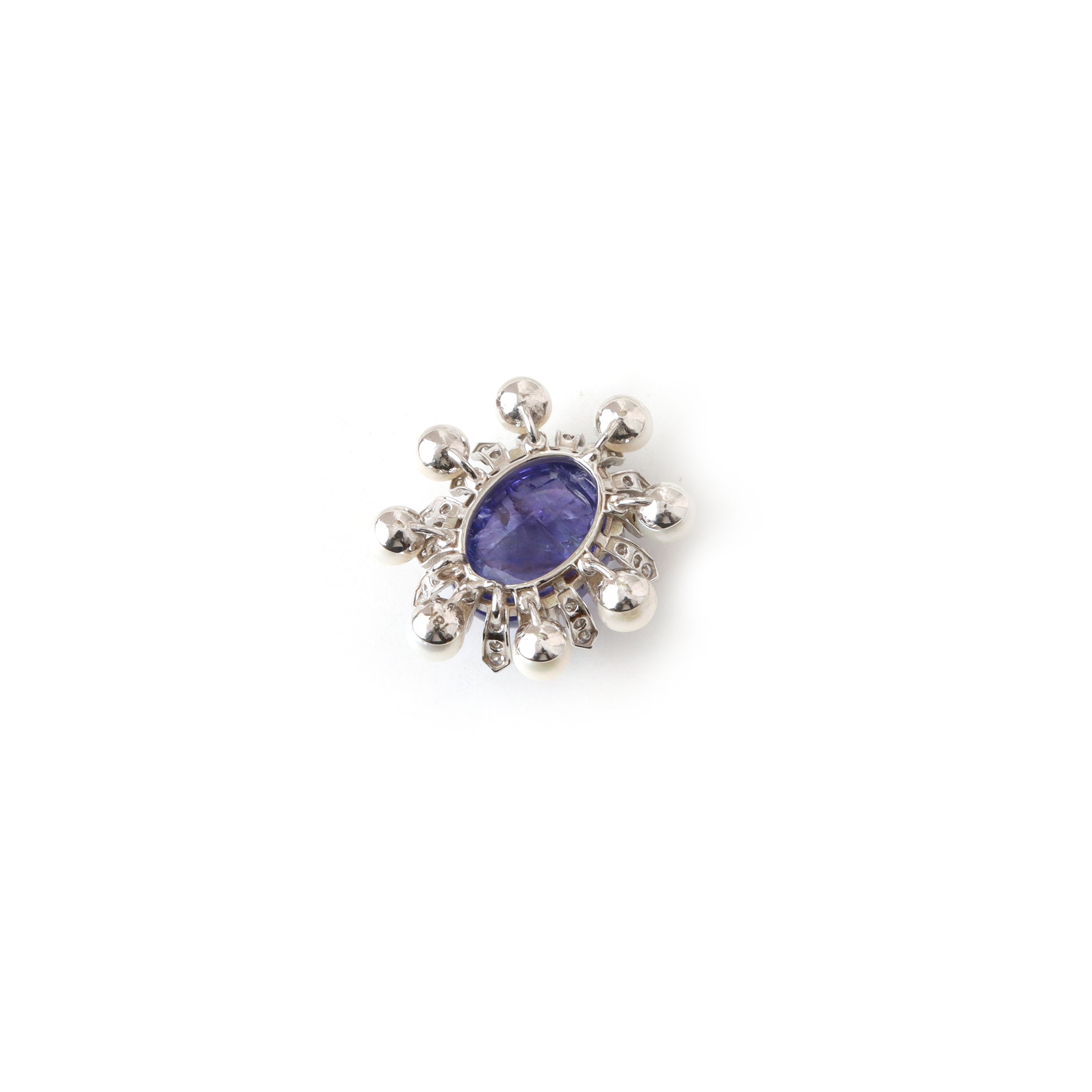 Natural Tanzanite and Pearl 18K gold pendant top view - NFJSD-1981