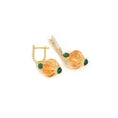 Load image into Gallery viewer, Natural Citrine and Emerald 14K gold earrings top view - NFJSD-1831
