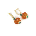 Load image into Gallery viewer, Natural Citrine and Emerald 14K gold earrings top view - NFJSD-1929
