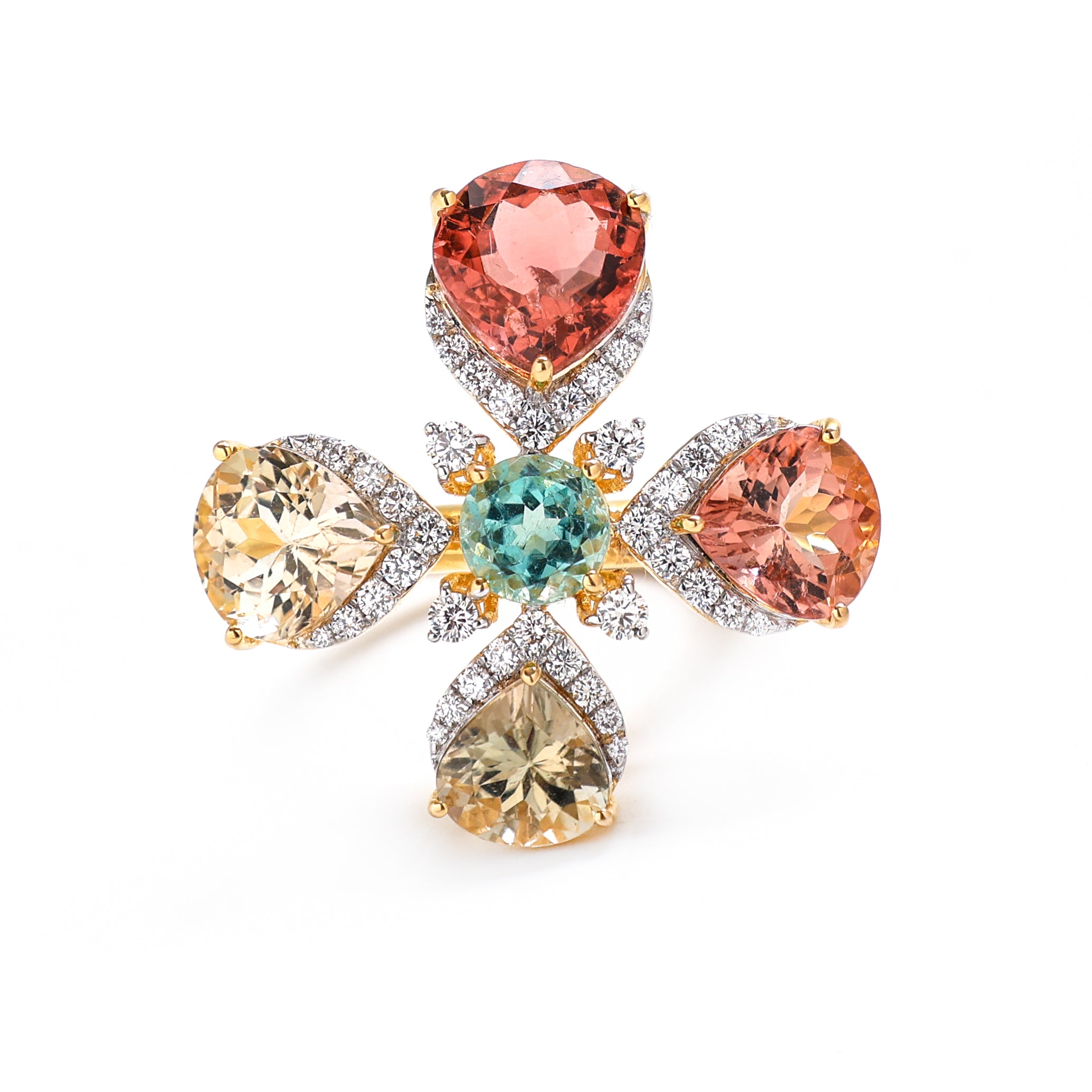 Natural Tourmaline 18K gold ring top view - NFJSD-1609