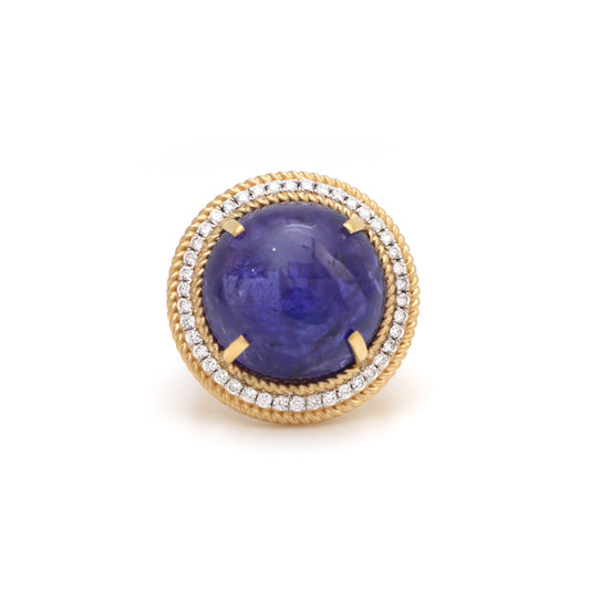 Natural Tanzanite 18K gold ring front view - NFJSD-1531