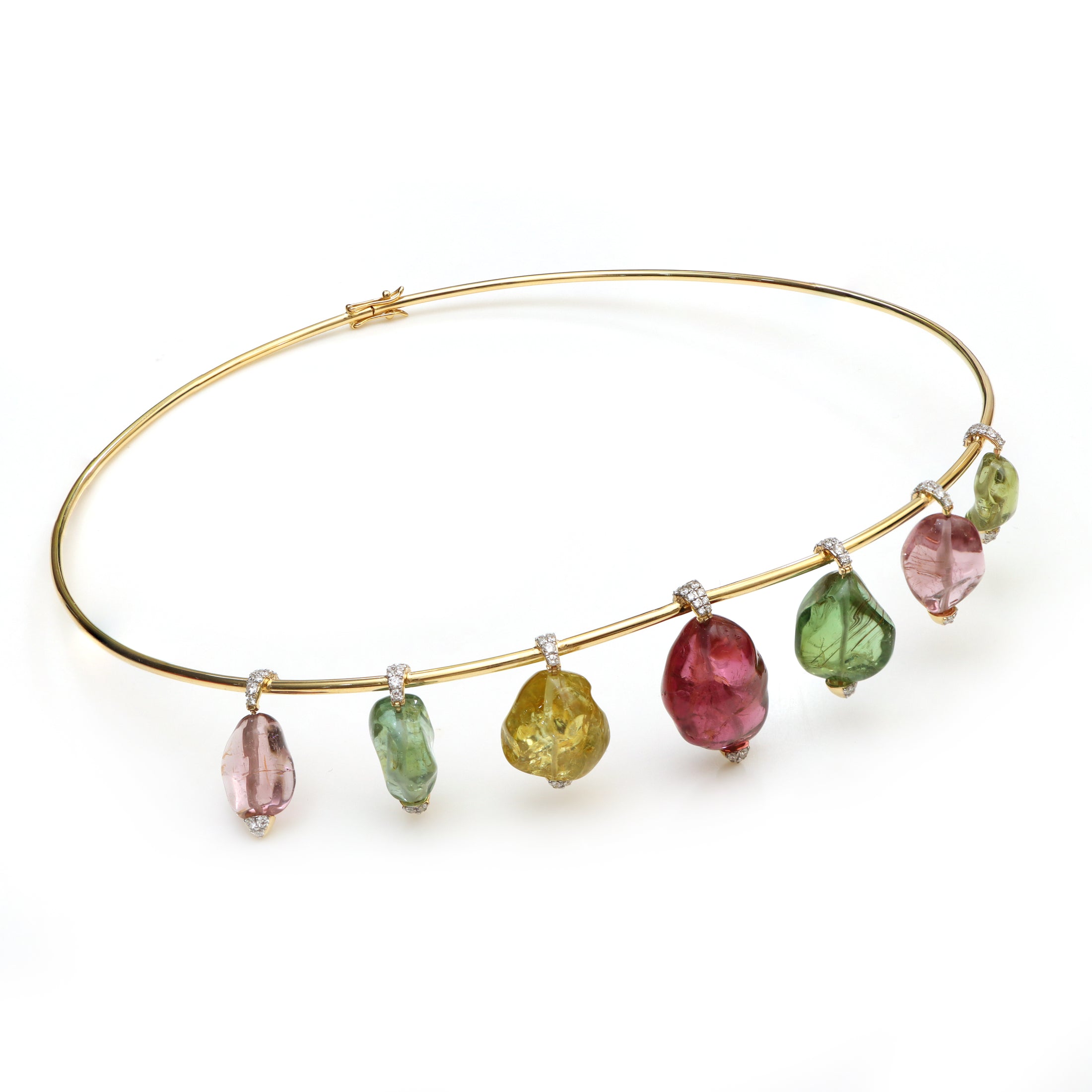 Natural Tourmaline 14K gold necklace top view - NFJSD-1468