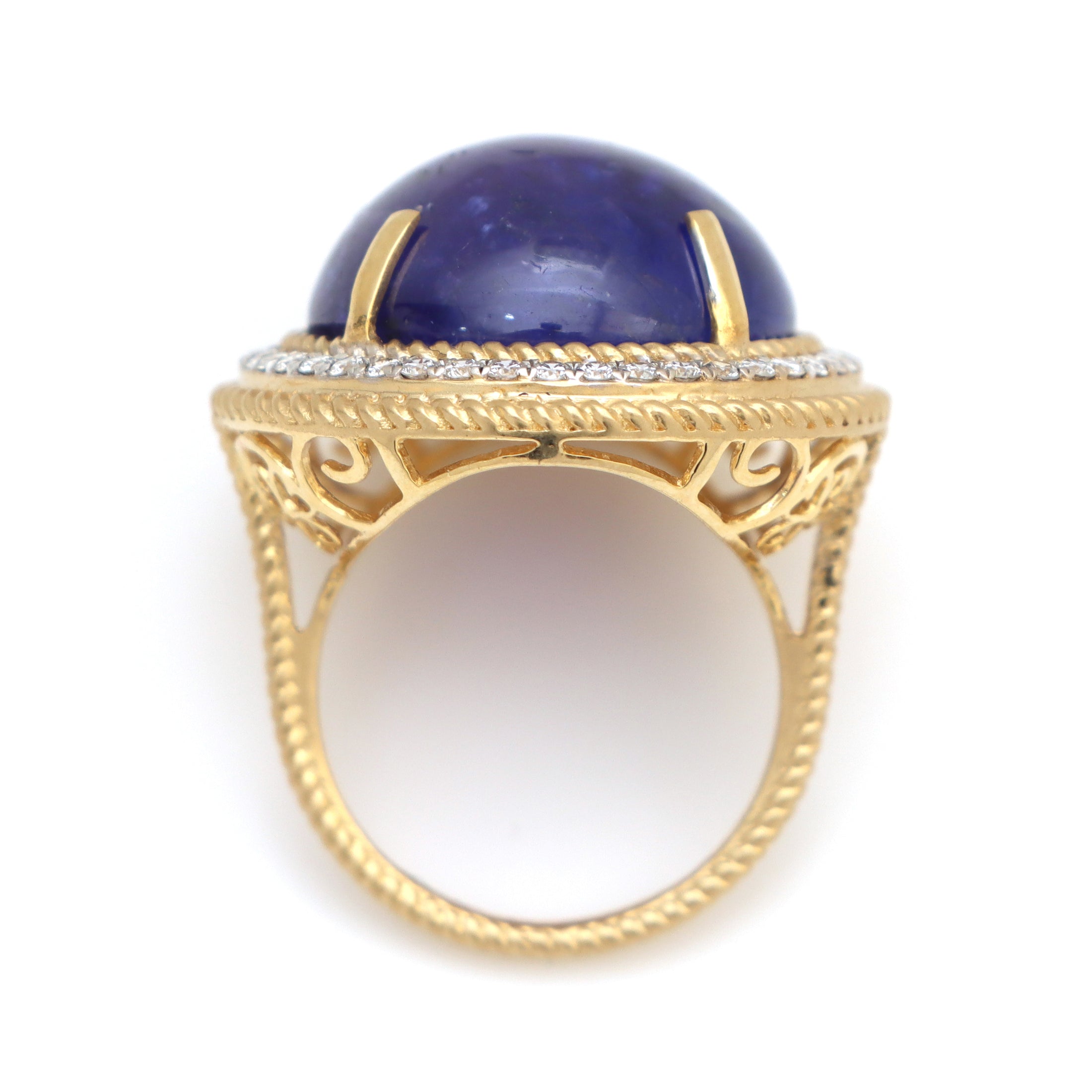 Natural Tanzanite 18K gold ring back view - NFJSD-1531