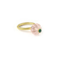 Load image into Gallery viewer, Natural Rose Quartz and Emerald 14K gold ring close-up detail - NFJSD-1967
