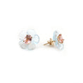 Load image into Gallery viewer, Natural Blue Topaz and Peach Tourmaline 14K gold earrings front view - NFJSD-2053
