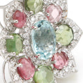Load image into Gallery viewer, Natural Aquamarine and Tourmaline 18K gold ring top view - NFJSD-1538
