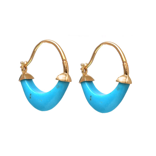 Natural Turquoise 18K gold earrings front view - NFJSD-1782
