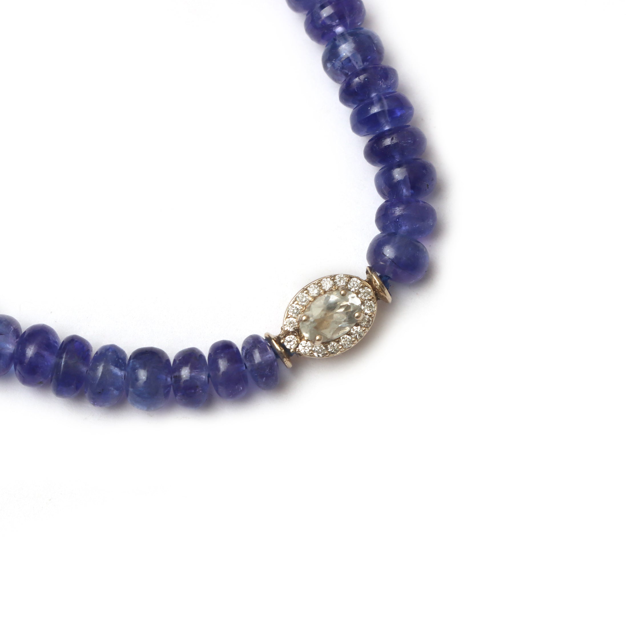Natural White Aquamarine and Tanzanite 18K gold necklace top view - NFJSD-1949