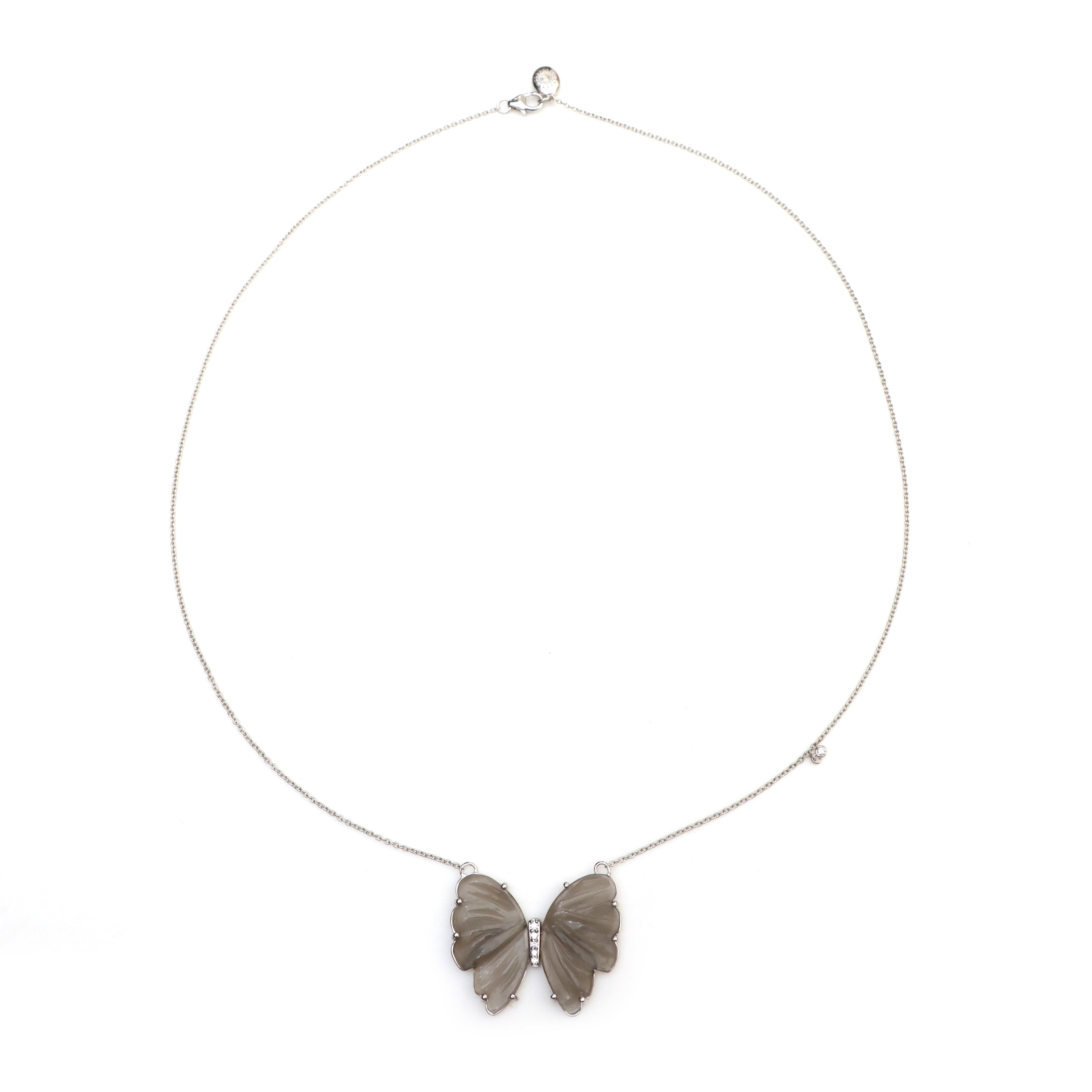 Natural Grey Moonstone 14K gold necklace front view - NFJSD-1425