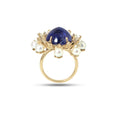 Load image into Gallery viewer, Natural Tanzanite and Pearl 18K gold ring side angle - NFJSD-1908

