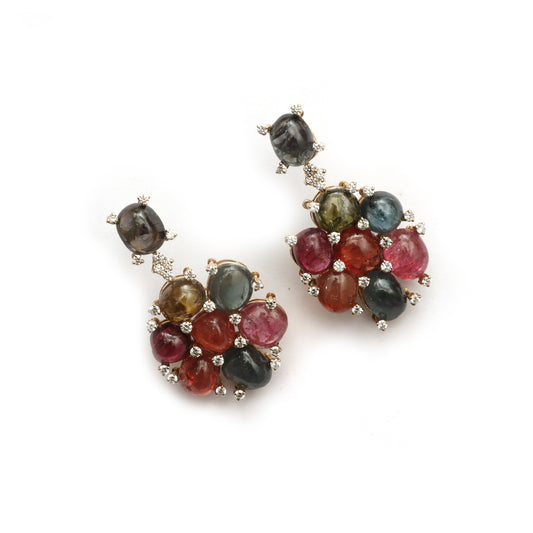 Natural Spinel 18K gold earrings front view - NFJSD-1904