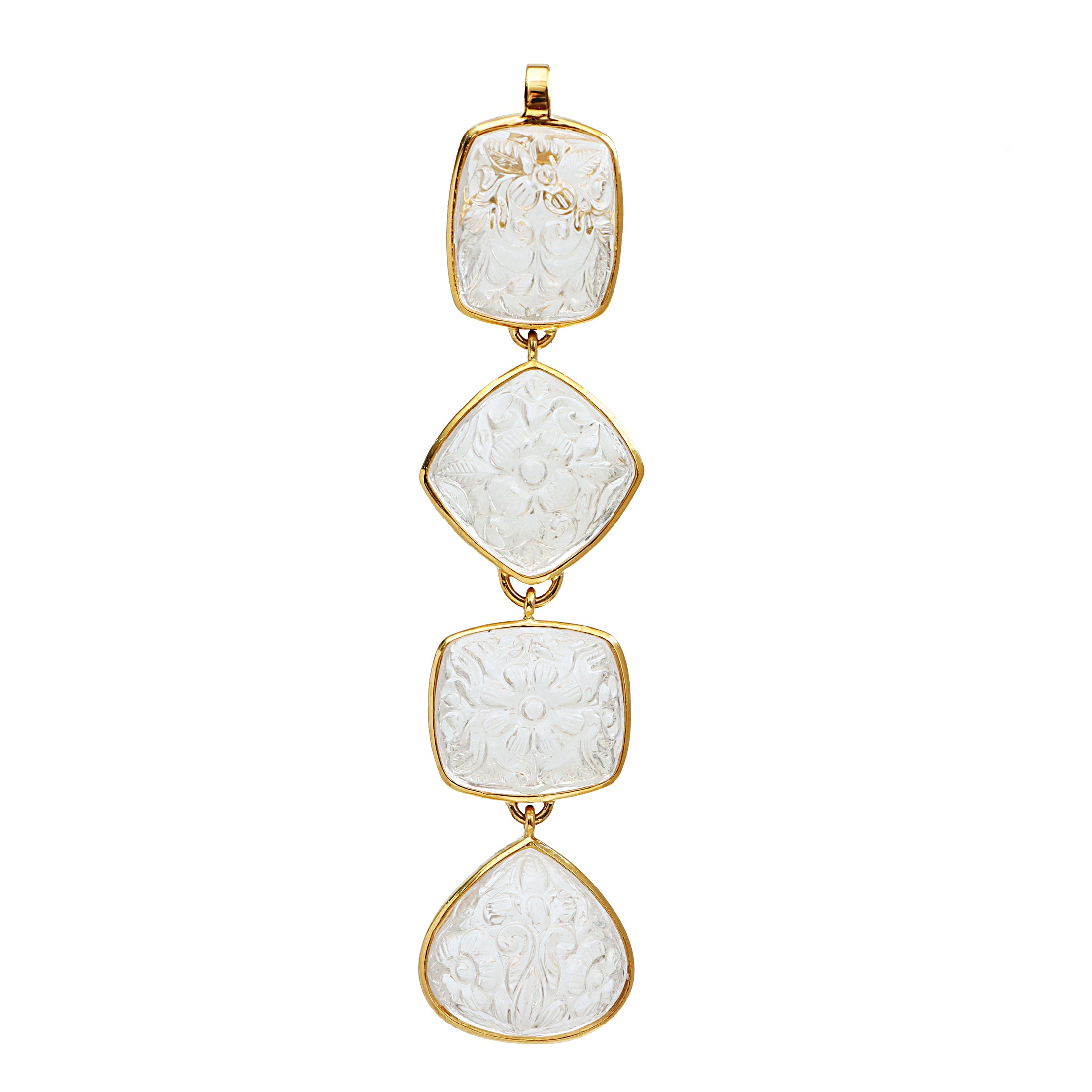 Natural Crystal Carving 18K gold pendant side angle - NFJSD-1595