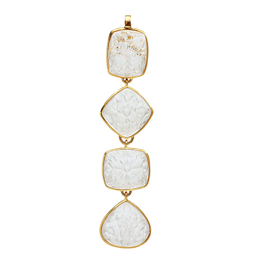 Natural Crystal Carving 18K gold pendant side angle - NFJSD-1595