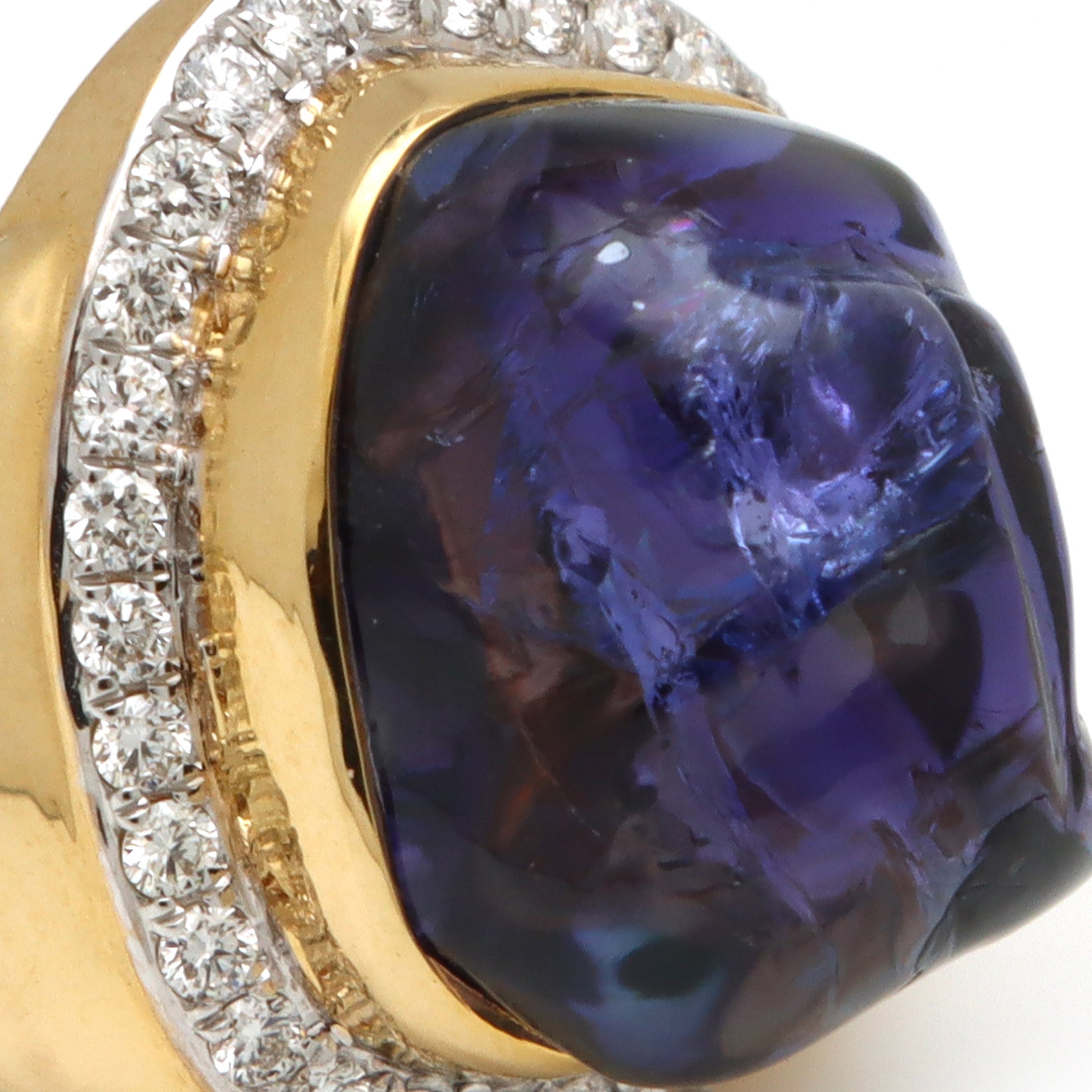 Natural Tanzanite Organic Tumble 14K gold ring side angle - NFJSD-1161