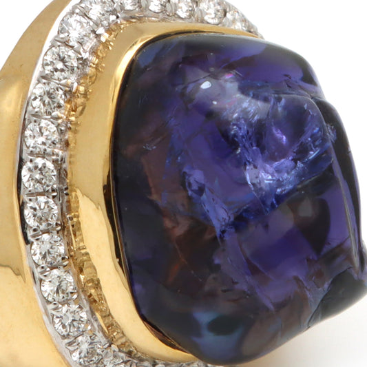 Natural Tanzanite Organic Tumble 14K gold ring side angle - NFJSD-1161