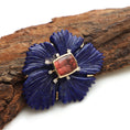 Load image into Gallery viewer, Natural Tourmaline Rectangle Cut and Lapis Carving Flower 14K gold pendant back view - NFJSD-1309
