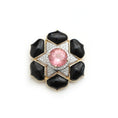 Load image into Gallery viewer, Natural Tourmaline Oval Cut and Black Onyx Leaf 14K gold pendant front view - NFJSD-1243
