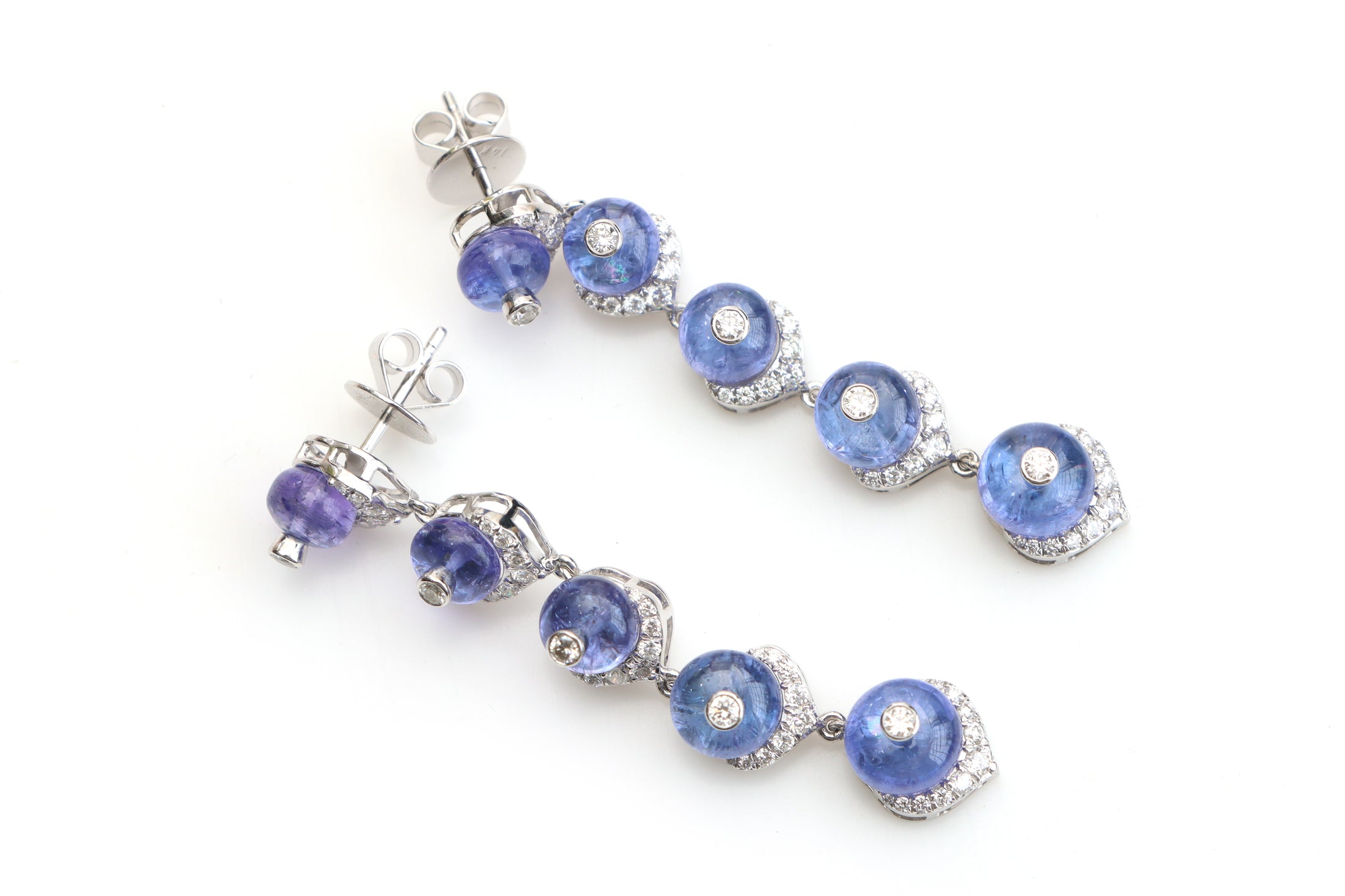 Natural Tanzanite Smooth Beads 14K gold earrings front view - NFJSD-1068