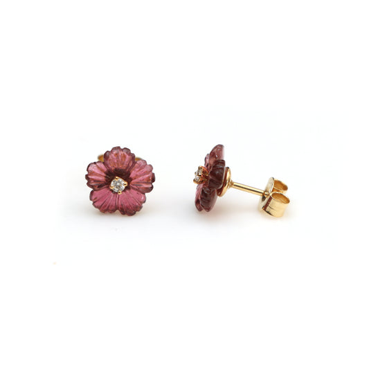 Natural Tourmaline 14K gold earrings front view - NFJSD-1499