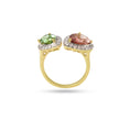 Load image into Gallery viewer, Natural Green Tourmaline and Pink Tourmaline 18K gold ring side angle - NFJSD-1928
