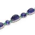 Load image into Gallery viewer, Natural Tanzanite and Emerald 18K gold bracelet side angle - NFJSD-1473
