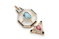 Load image into Gallery viewer, Natural Aquamarine Octagon Cut and Pink Tourmaline Pear Cut 14K gold pendant front view - NFJSD-1206
