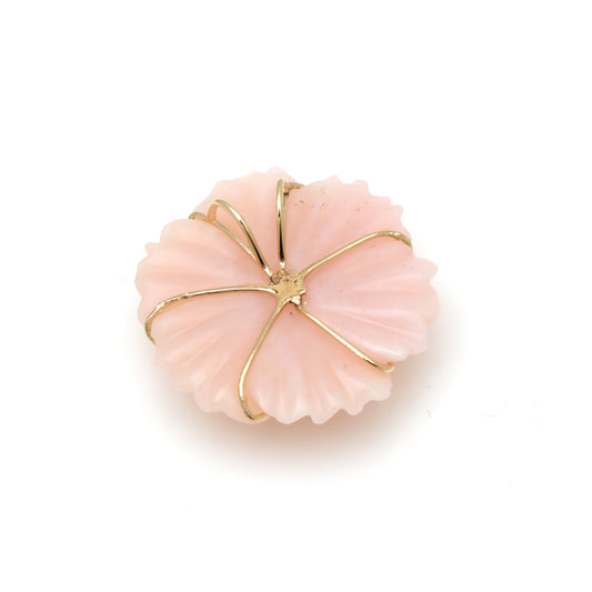 Natural Pink Opal and Tourmaline 14K gold pendant side angle - NFJSD-1744