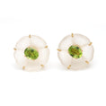 Load image into Gallery viewer, Natural Crystal Carving and Tourmaline 18K gold earrings side angle - NFJSD-1695
