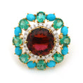 Load image into Gallery viewer, Natural Emerald and Rubylite 18K gold ring back view - NFJSD-1654
