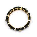 Load image into Gallery viewer, Natural Emerald Round Cabs and Black Onyx Carving 14K gold bangle back view - NFJSD-1128
