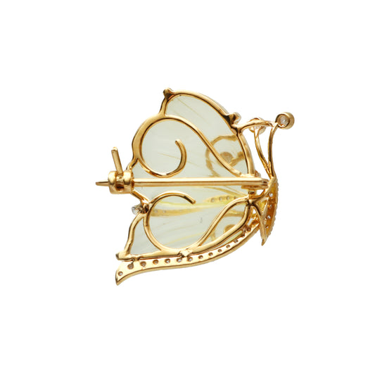 Natural Lemon Quartz 18K gold brooch side angle - NFJSD-1700