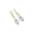 Load image into Gallery viewer, Natural Emerald Round Cabs and Blue Chalcedony Carving Ball 14K gold earrings close-up detail - NFJSD-1132
