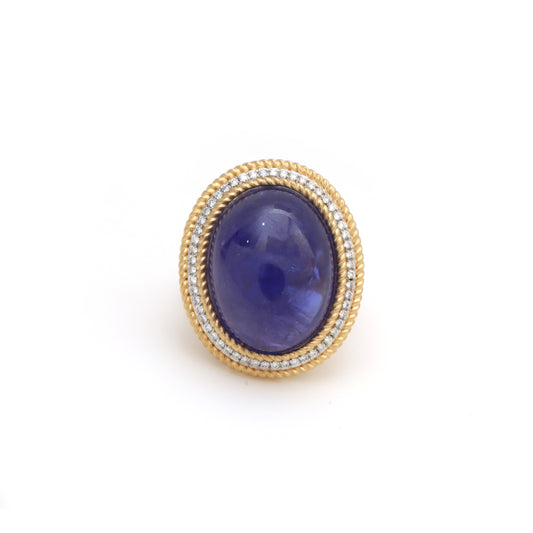 Natural Tanzanite 18K gold ring front view - NFJSD-1532