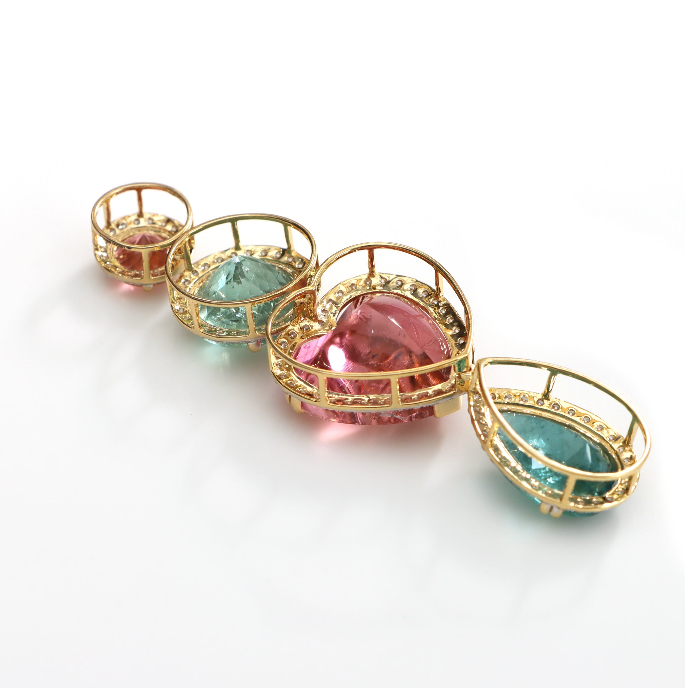 Natural Tourmaline 18K gold necklace close-up detail - NFJSD-1465