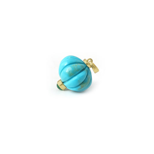 Natural Turquoise and Emerald 14K gold pendant side angle - NFJSD-1991
