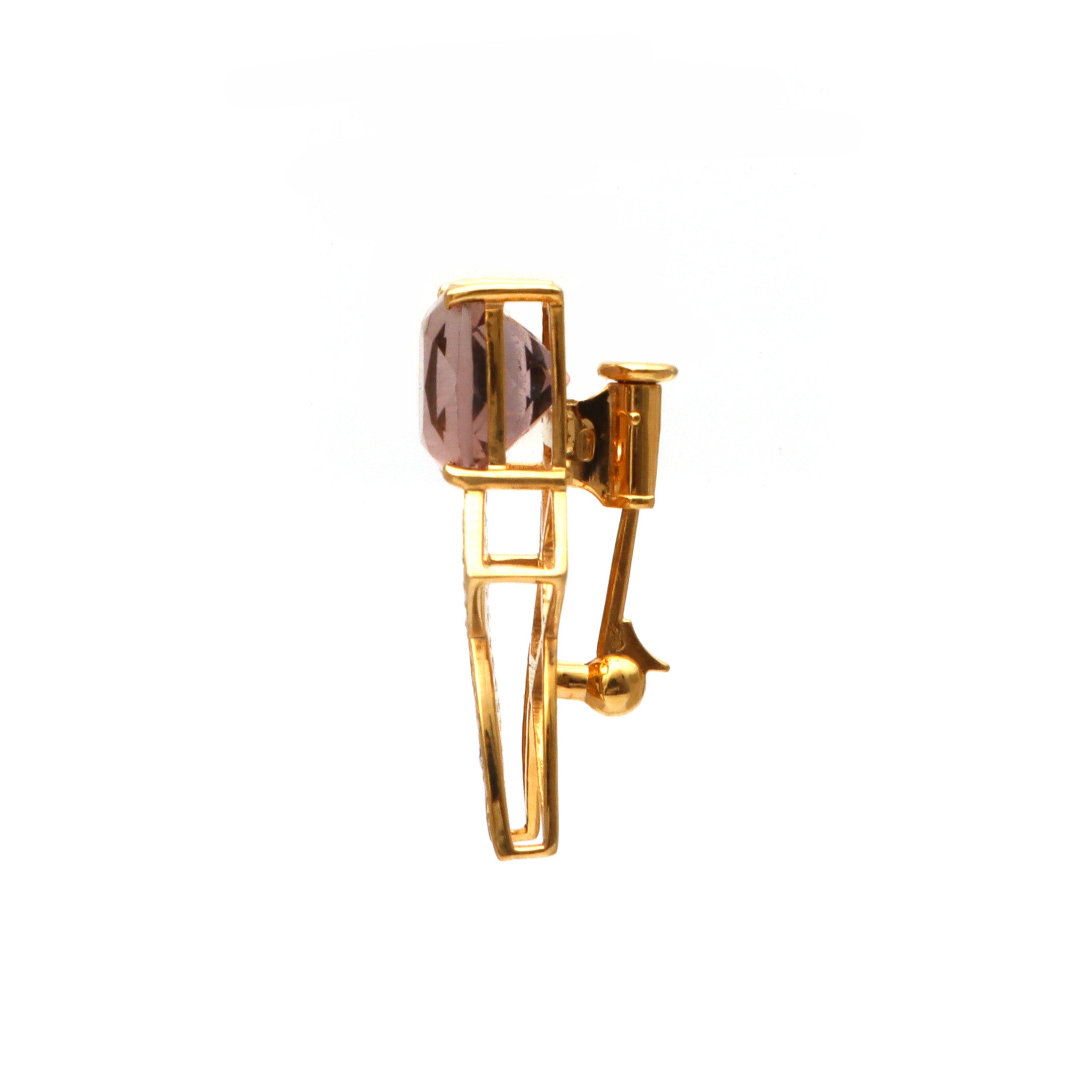 Natural Tourmaline 18K gold brooch side angle - NFJSD-1630