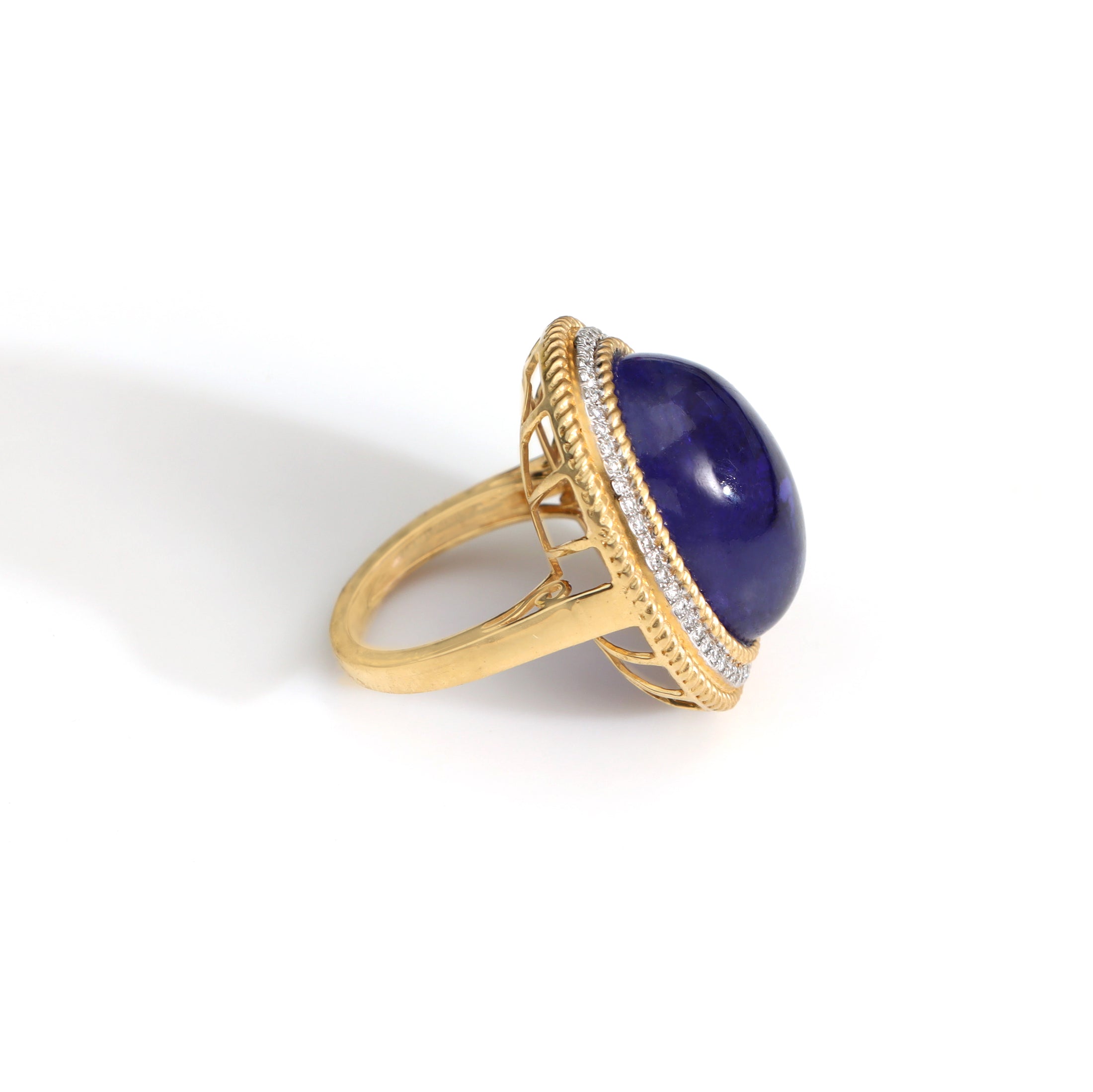 Natural Tanzanite 18K gold ring top view - NFJSD-1532