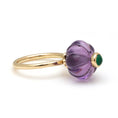 Load image into Gallery viewer, Natural Amethyst and Emerald 14K gold ring close-up detail - NFJSD-1682
